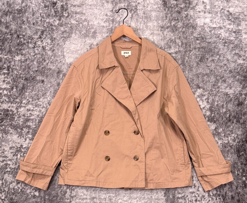 Pact Jacket Medium Womens Boulevard Brushed Twill Double Breasted Lightweight